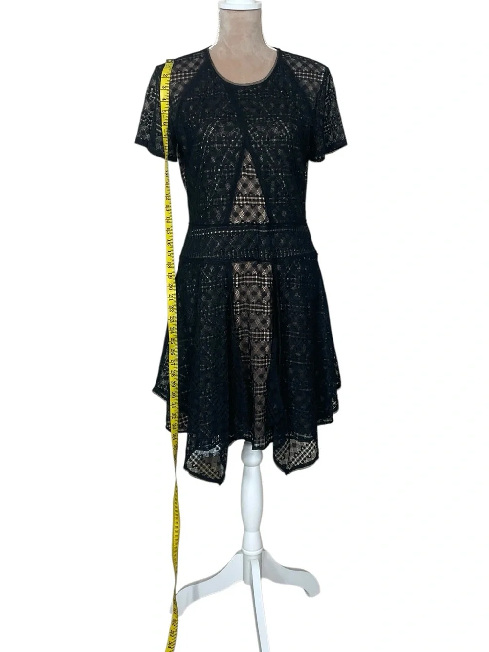 BCBGMaxAzria “Aileen” Black Lace Fit-and-Flare Mini Dress